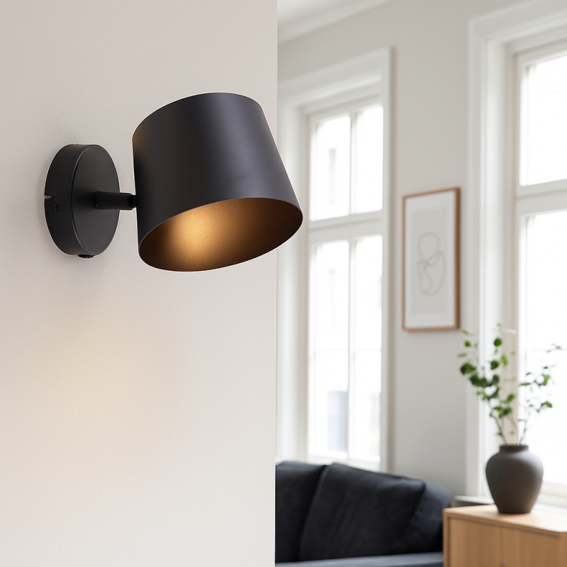 Modern wall spotlight black, Rinke, with switch