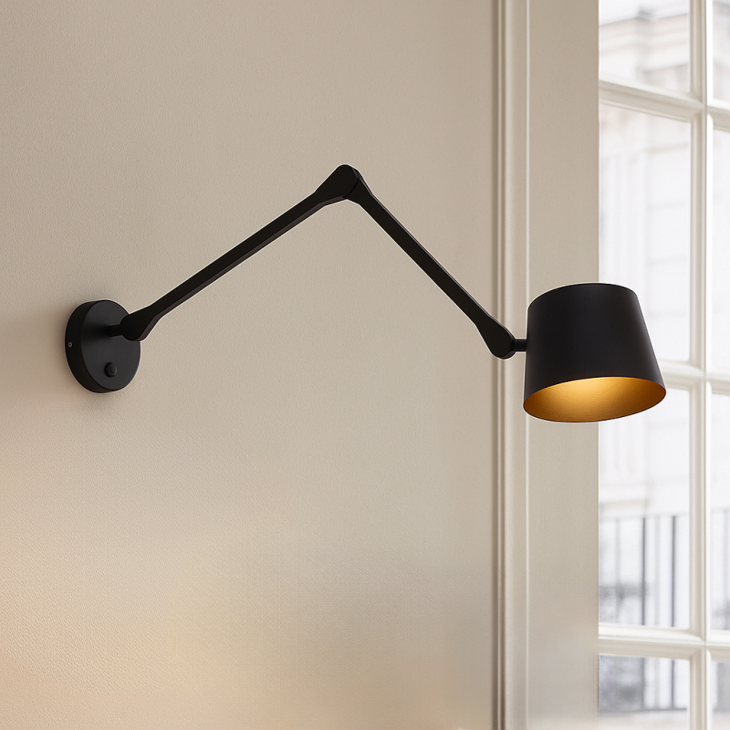 Modern wall light black, Rinke, with switch