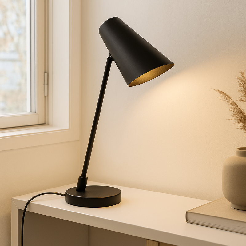 Modern table lamp black, Taro, with switch