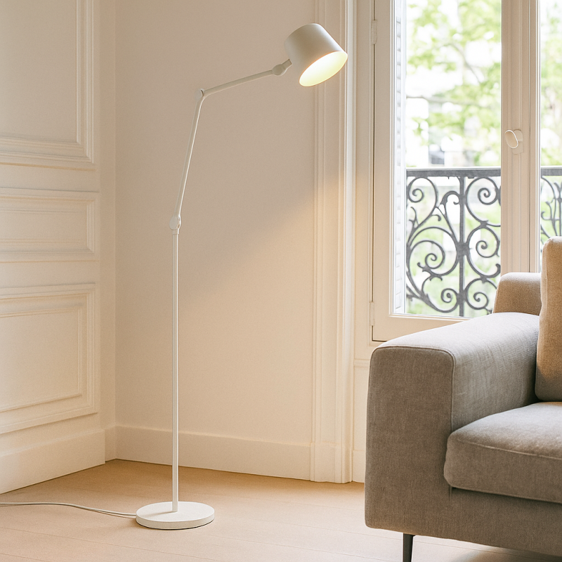 Modern floor lamp white, Rinke, with switch