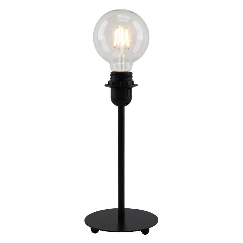 Black table lamp without shade metal, Eileen, with switch