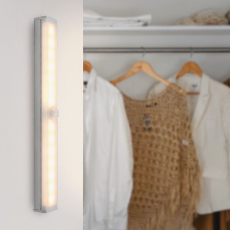 Silver wardrobe light plastic, Ilana, 1W, 3000K LED Silver wardrobe light plastic, Ilana, 1W, 3000K LED