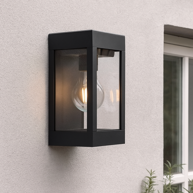 Black solar outdoor wall light plastic, Henk, IP65