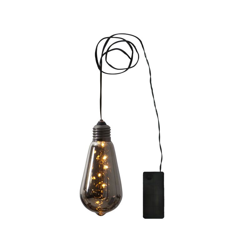 Smoke glass Edison lamp, battery powered