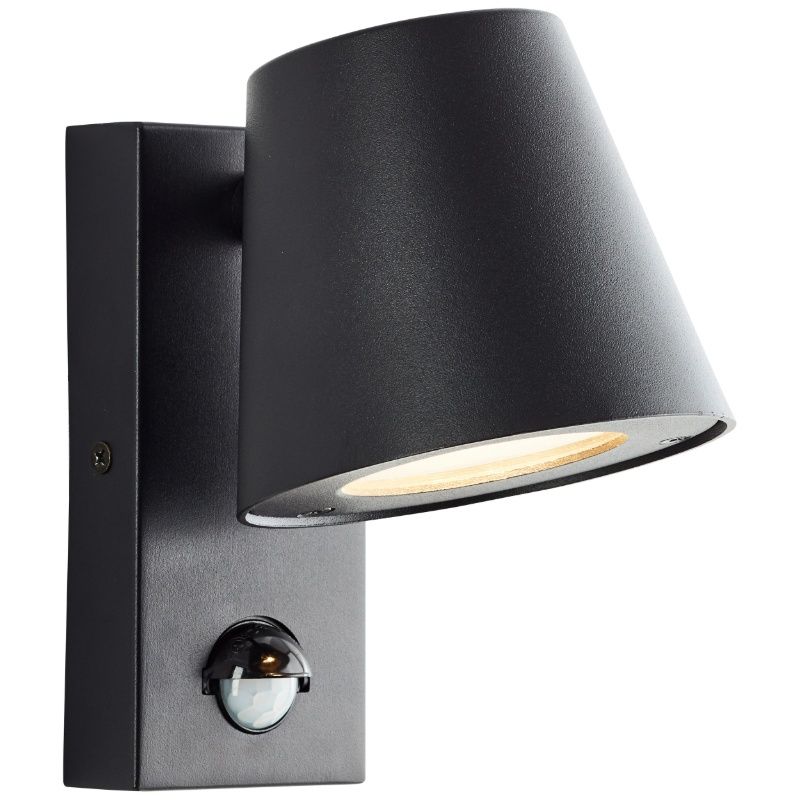 Metal outdoor wall light with motion sensor black, Wies, IP44