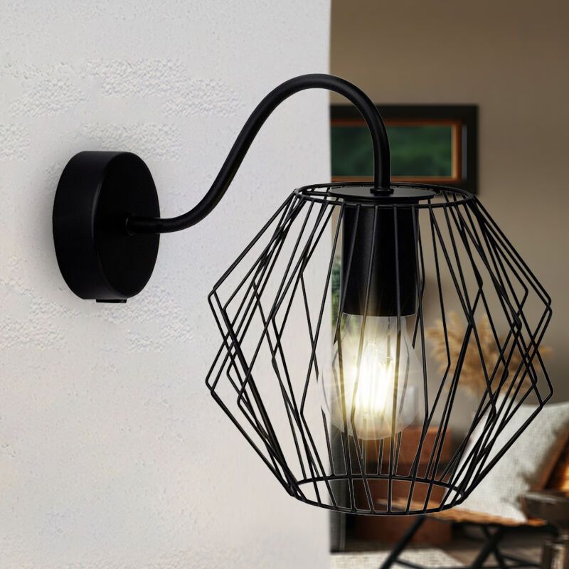 Industrial wall spotlight black, Alvina