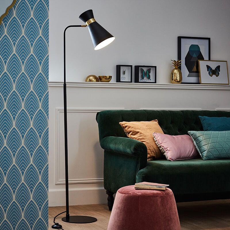 Modern floor lamp gold, Albane, with switch