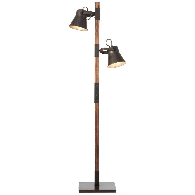 Wood reading floor lamp brown, Audrey, with switch
