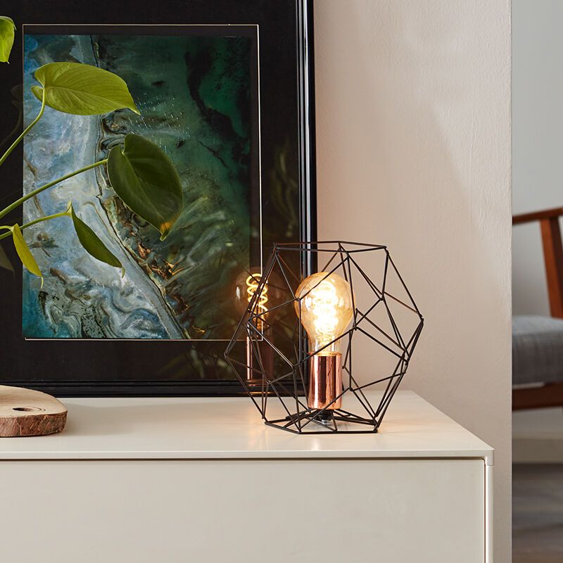 Industrial table lamp copper, Noelle, with switch Industrial table lamp copper, Noelle, with switch