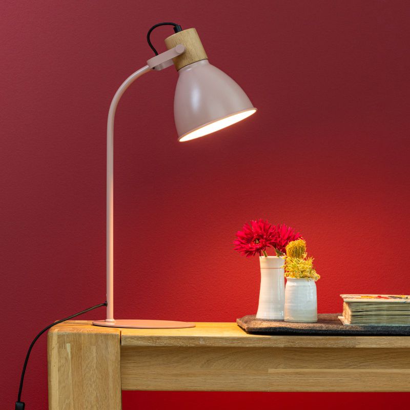 Rustic table lamp pink, Thalina, with switch