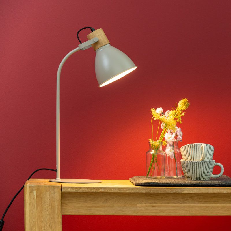 Rustic table lamp taupe, Thalina, with switch