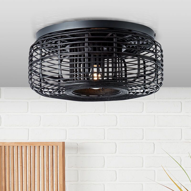 Wood flush ceiling light black, Deacon