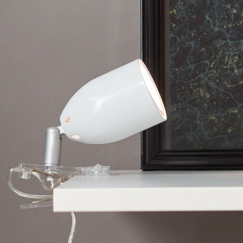 Plastic clip spotlight white, Keke, with switch