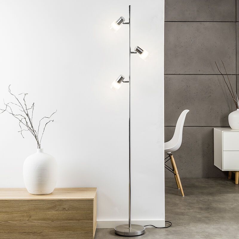 Metal floor lamp chrome, Blake, with switch Metal floor lamp chrome, Blake, with switch