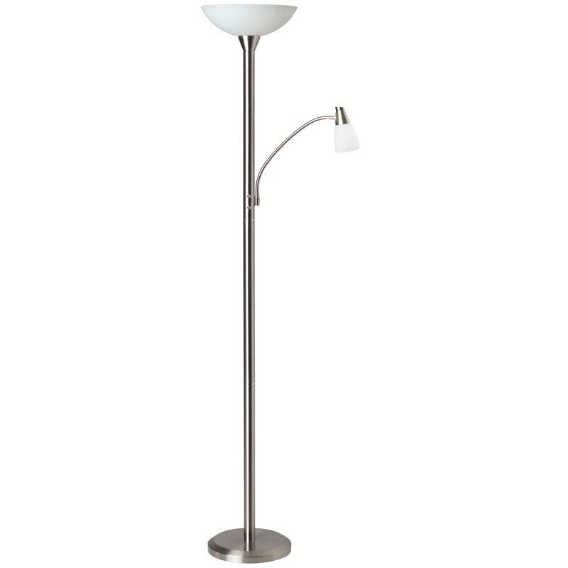 Modern reading floor lamp chrome, Bernd, with switch
