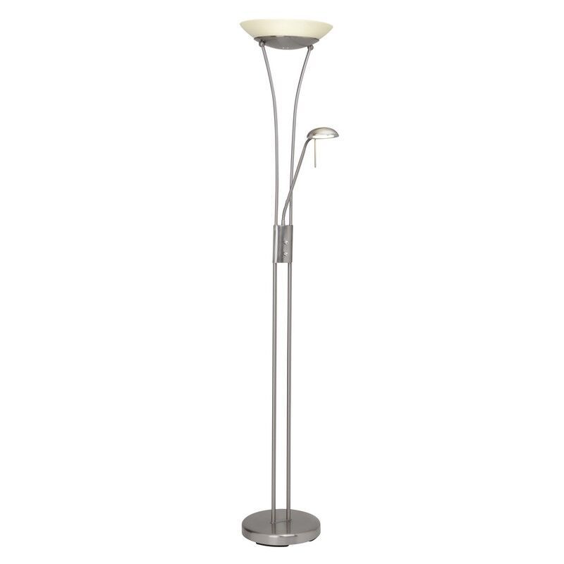 Glass reading floor lamp chrome, Ivan, 18W, 3000K LED, with switch