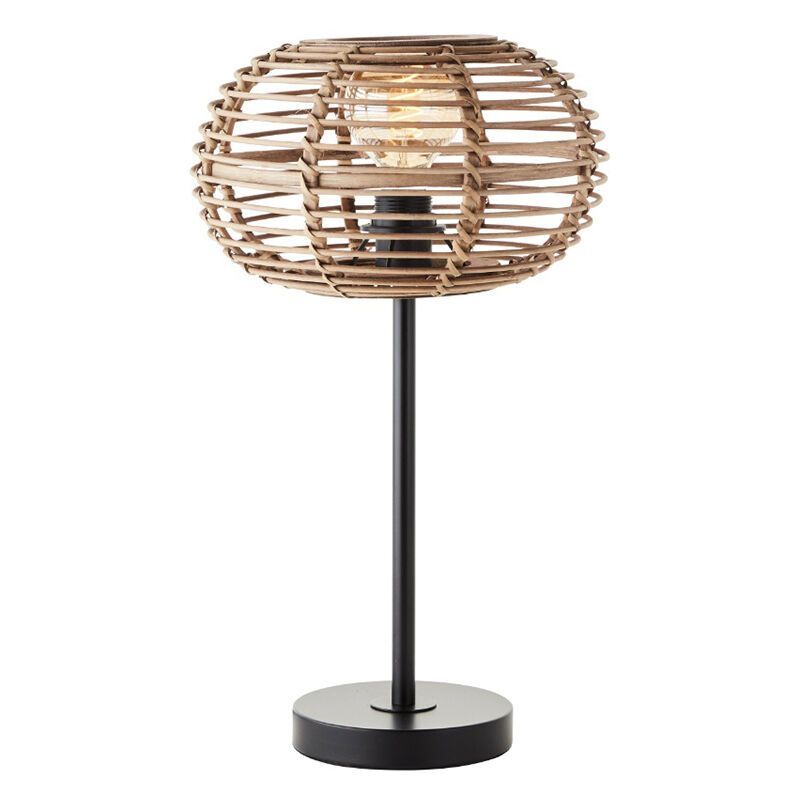 Rattan table lamp brown, Sevim, with switch