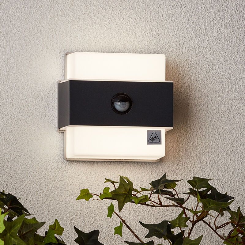 Modern outdoor wall light with motion sensor anthracite, Birol, 7,5W, 4000K LED, IP44