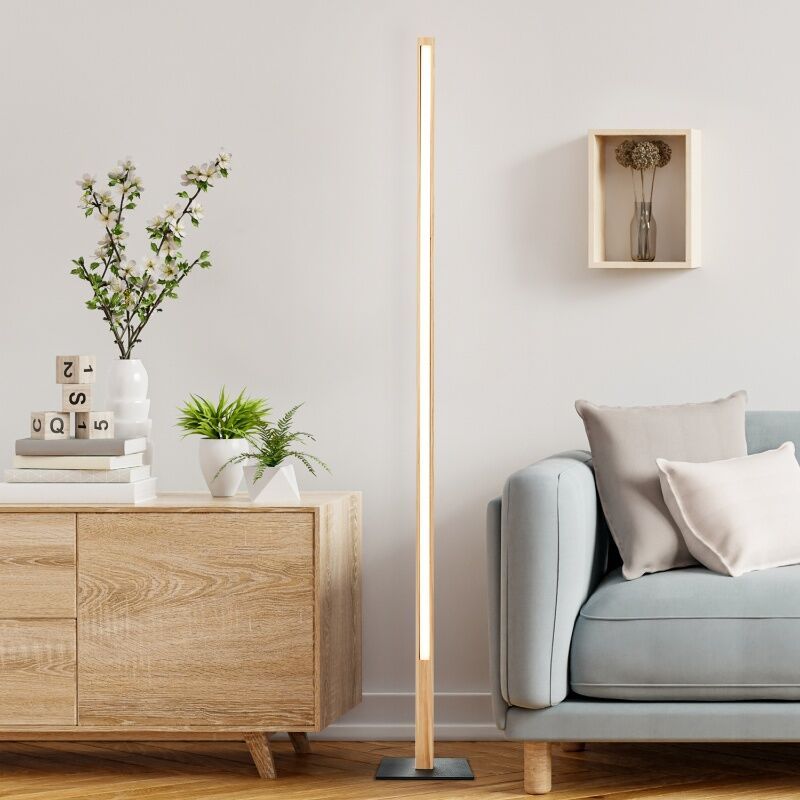 Rustic reading floor lamp brown, Renuka, 12W, 3000K LED, with switch