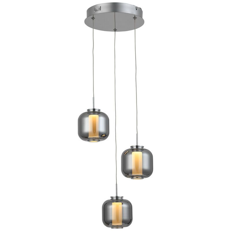 Design pendant light chrome, Emmely, 17W, 3000K LED