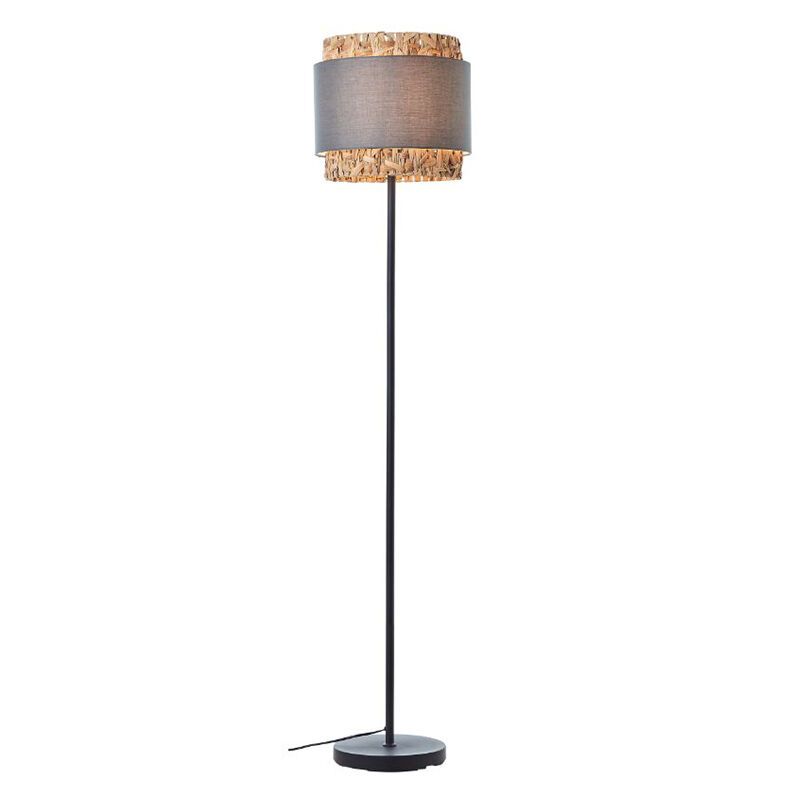 Rustic floor lamp grey, Vibeke, with switch