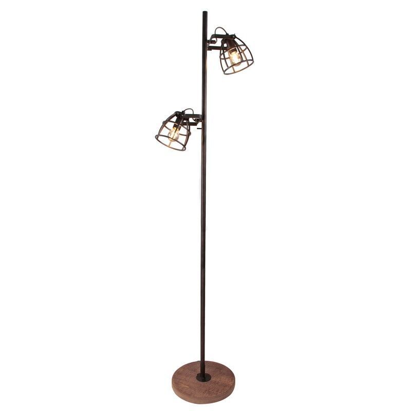 Industrial floor lamp black, Calvin, with switch
