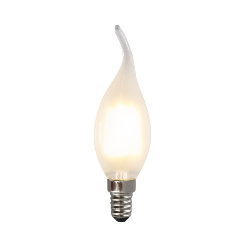 Dimmable E14 LED tip candle, 3w, white glass, 2700k