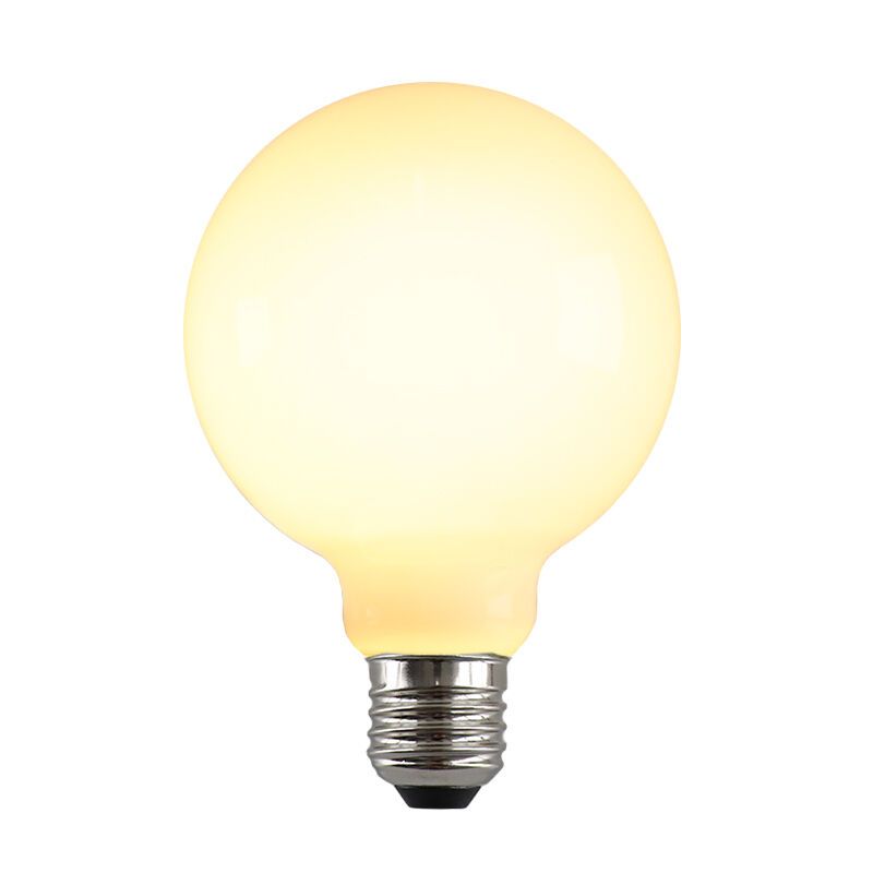 Dimmable E27 LED bulb, E27, G95, 5w, white glass, 2700k