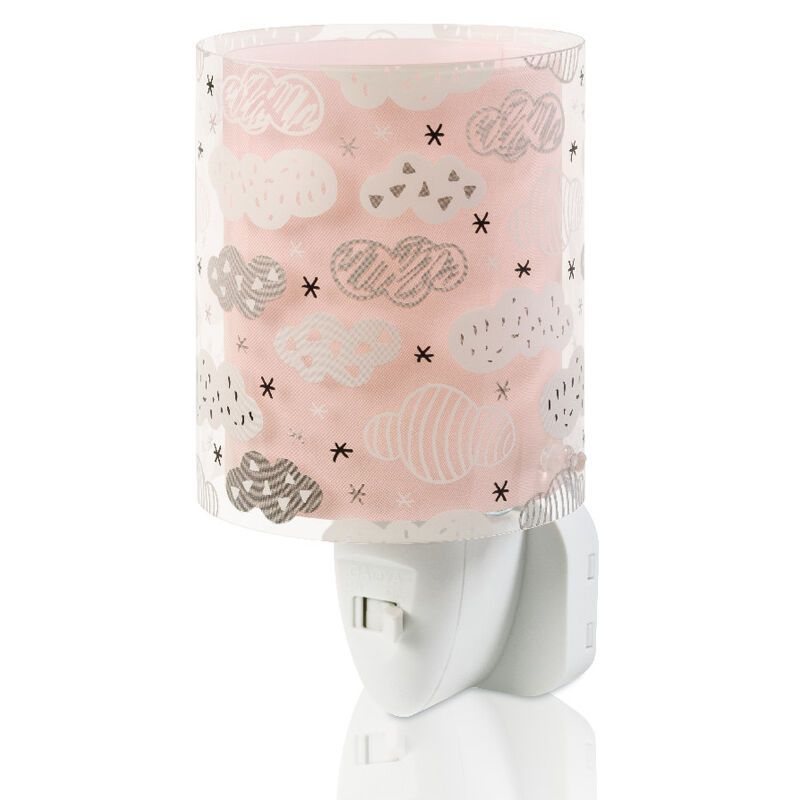 Pink kid's plug in wall light plastic, Clouds
