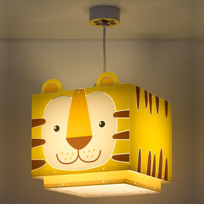 Yellow kids pendant light plastic, Tiger