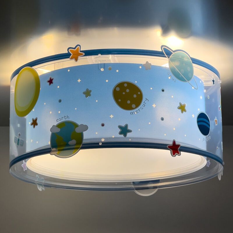 Blue children's ceiling light plastic, Planets