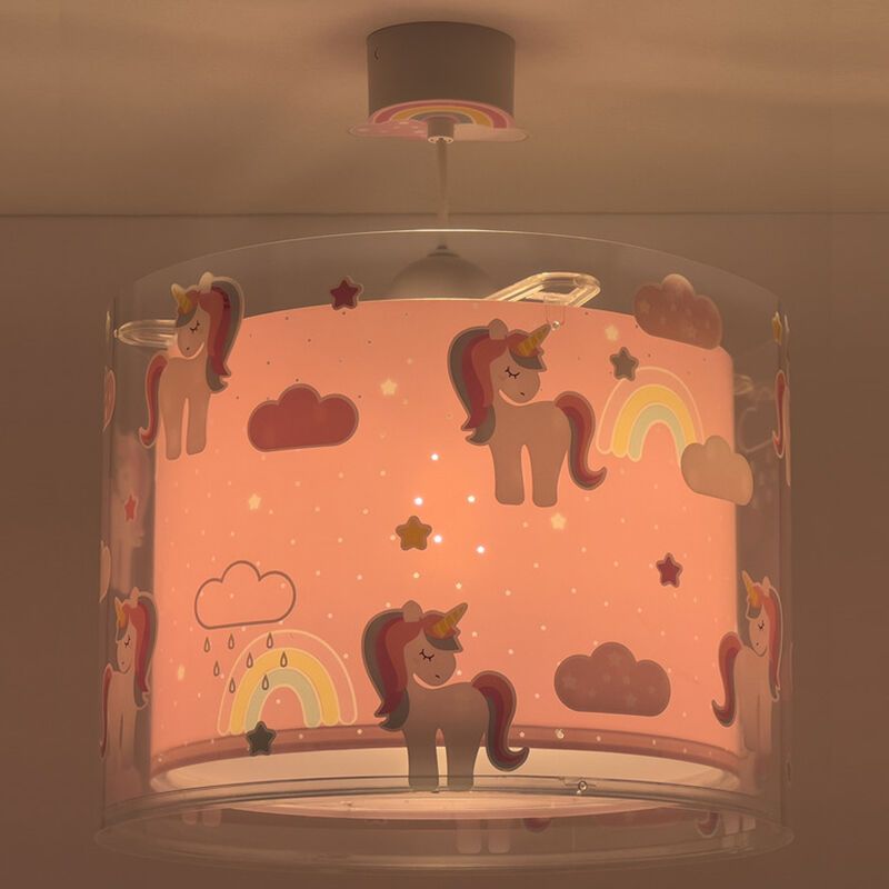 Pink children's pendant light plastic, Unicorn