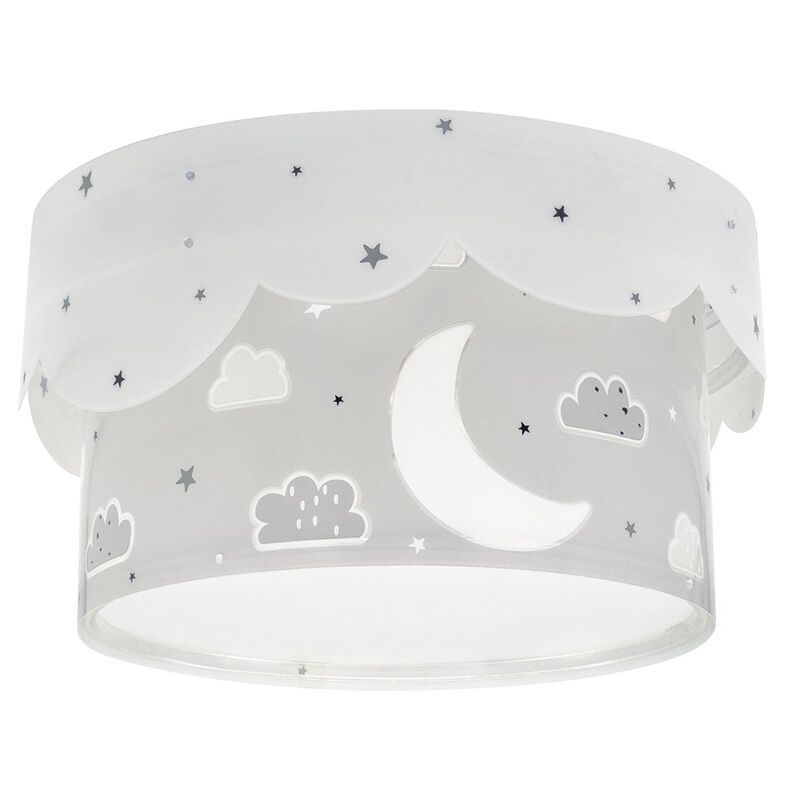 Grey children's ceiling light plastic, Moon
