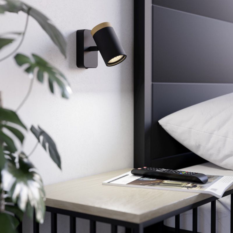 Black modern wall spotlight steel, Conradus, IP44