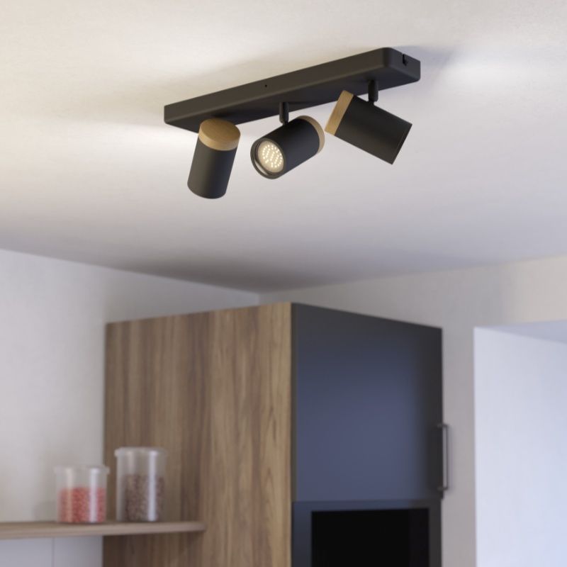 Black modern wall spotlight steel, Conradus, IP44