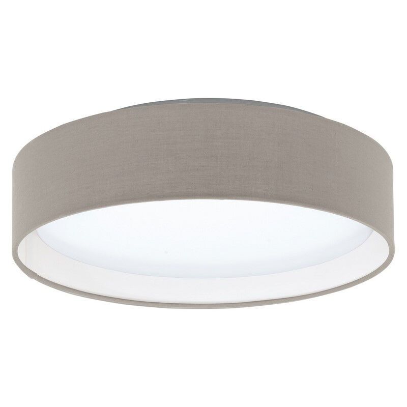 Taupe modern flush ceiling light fabric, Abano, 12W, 3000K LED