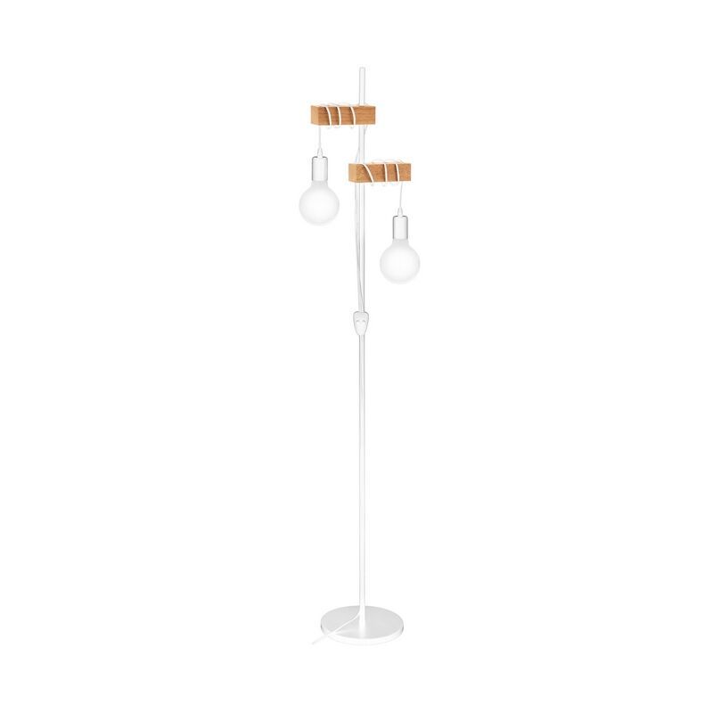 Wood floor lamp white, Anton, with switch