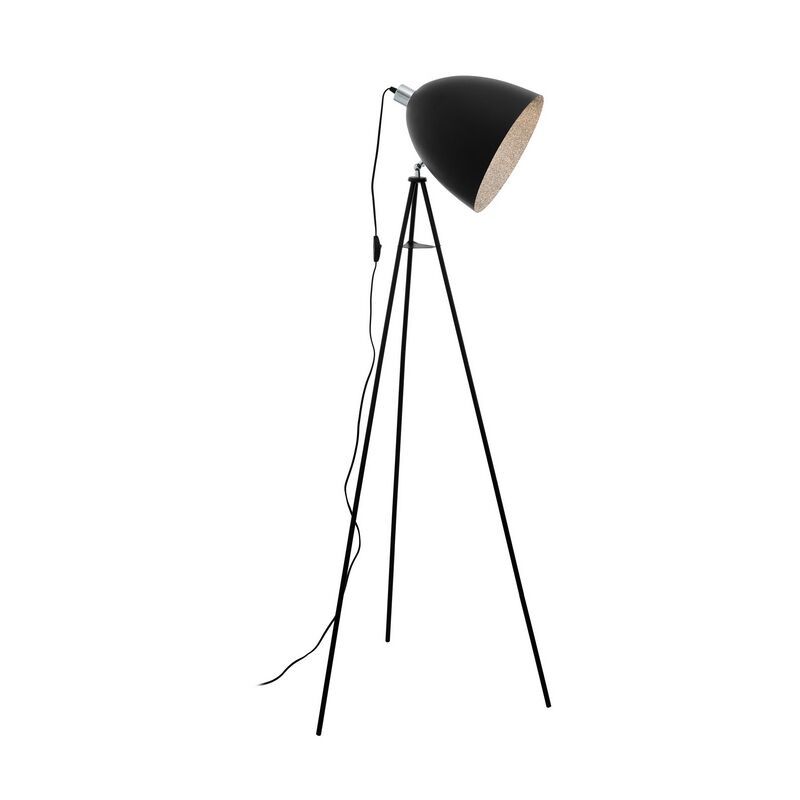 Black floor lamp steel, Eltjo, with switch Black floor lamp steel, Eltjo, with switch