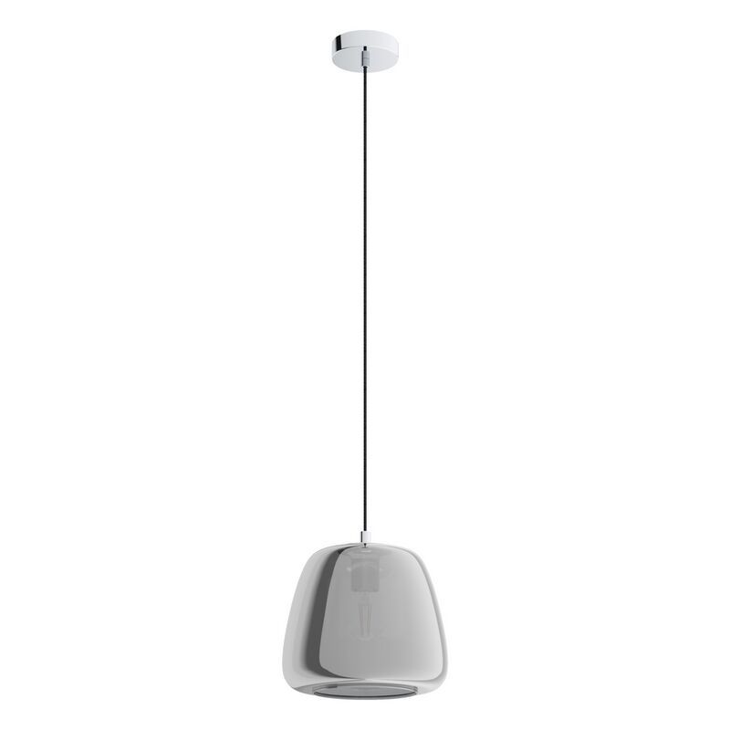 Chrome pendant light smoke glass, Gauke
