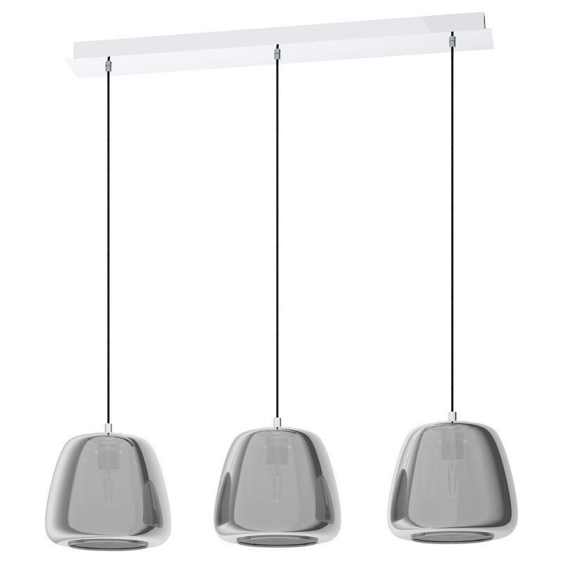 Chrome pendant light smoke glass, Gauke