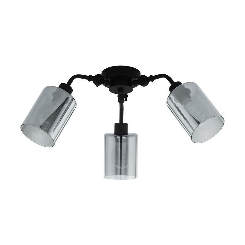 Black modern flush ceiling light steel, Paola