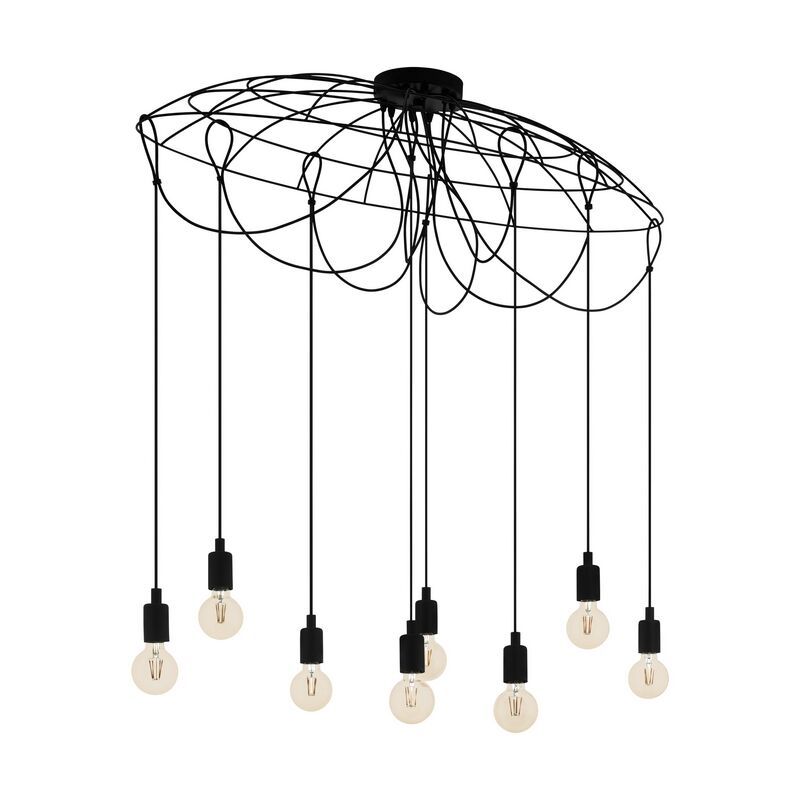 Black industrial pendant light steel, Katinka