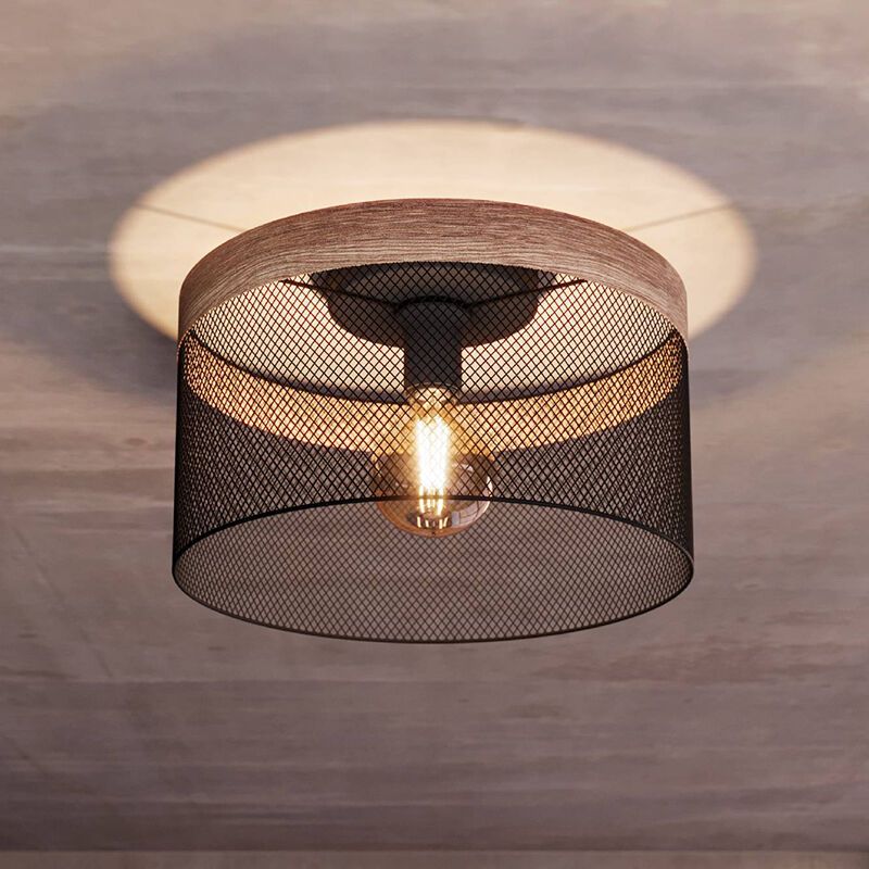 Black industrial ceiling light wood, Ilkay