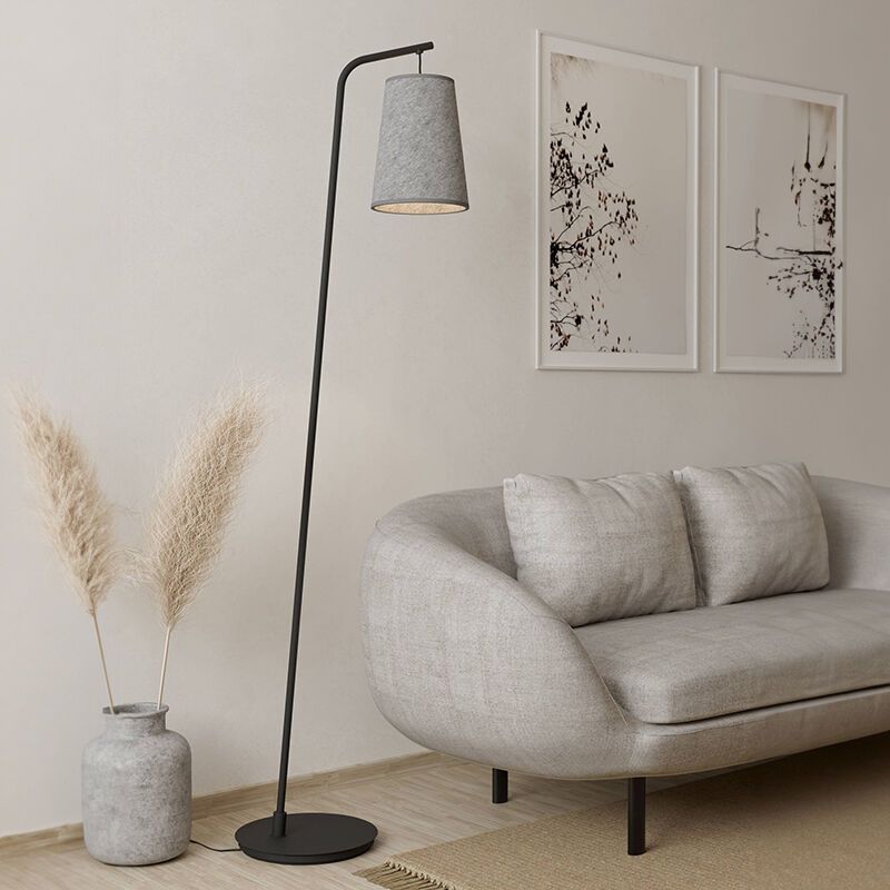 Grey floor lamp fabric, Allan, with switch