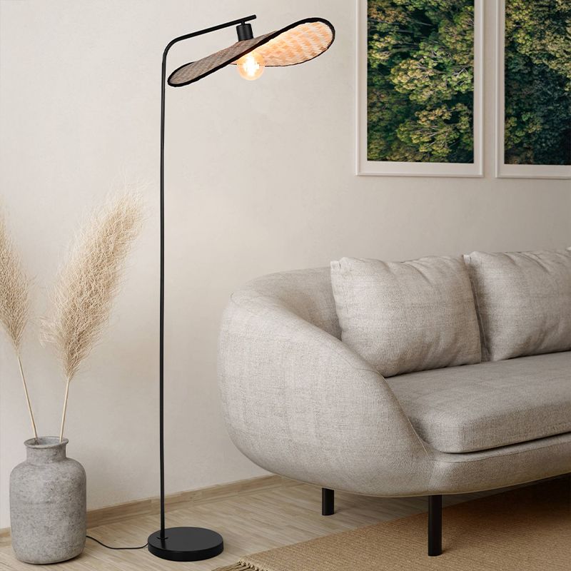 Brown rustic floor lamp wood, Jillah, with switch