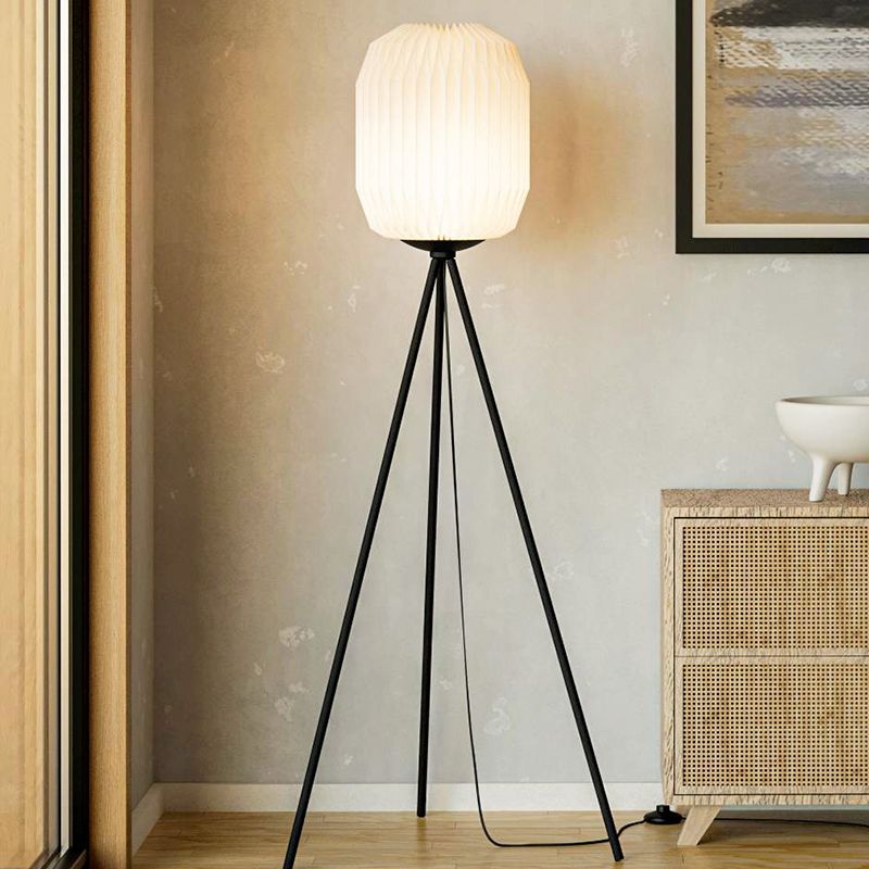 Paper floor lamp white, Kars, with switch