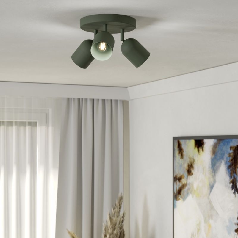 Green vintage ceiling light steel, Tjitte