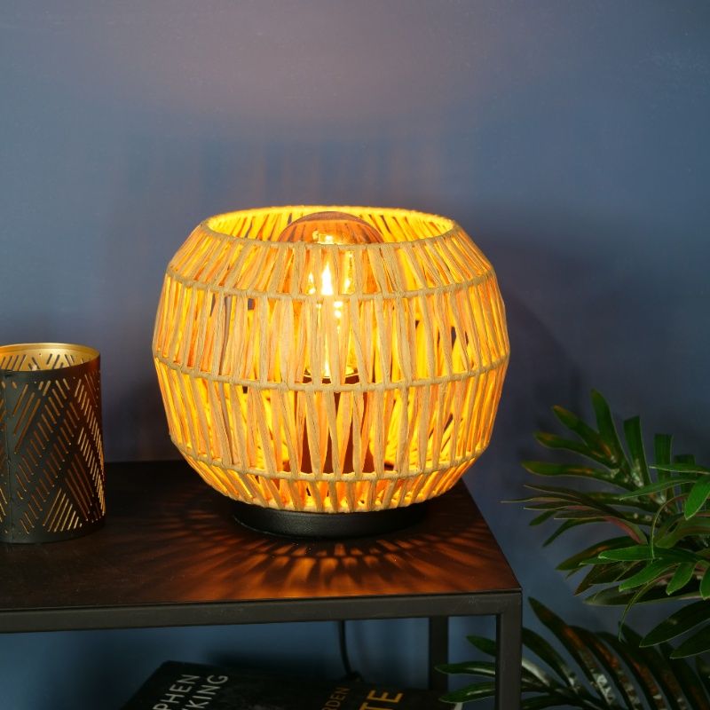 Paper table lamp brown, Serhan, with switch