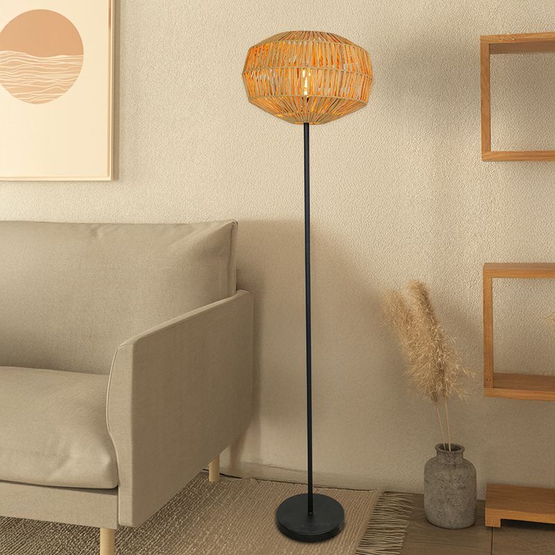 Paper floor lamp brown, Serhan, with switch