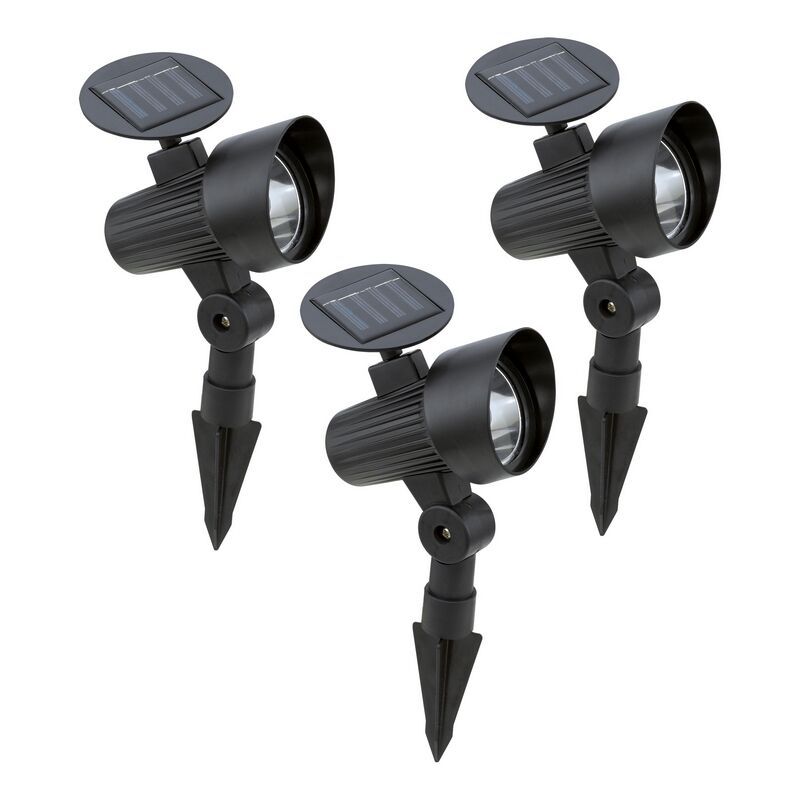 Black garden spike light plastic, Zora, 1W, 3000K LED, IP44, with switch